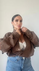 Camicia Manica Bottonicini Marrone