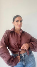 Camicia Manica Bottonicini Bordeaux